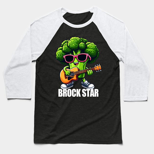 Brock Star - Funny Rock And Roll Broccoli Pun Baseball T-Shirt by BDAZ